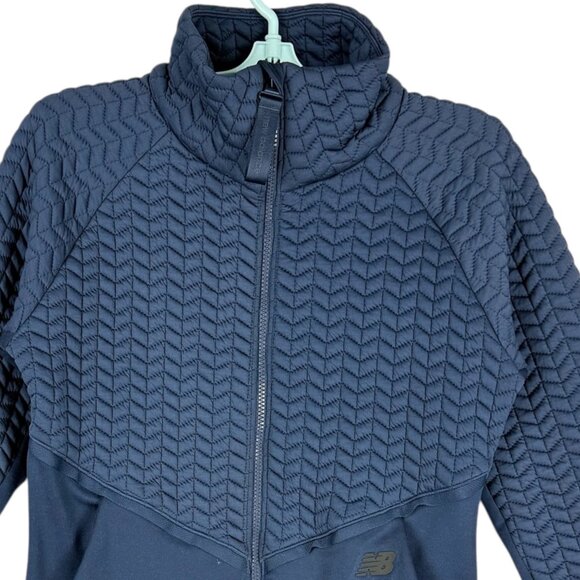 New Balance Women's Quilted Full-Zip Stand Collar Stretch Blue Jacket Size Small - Picture 3 of 10